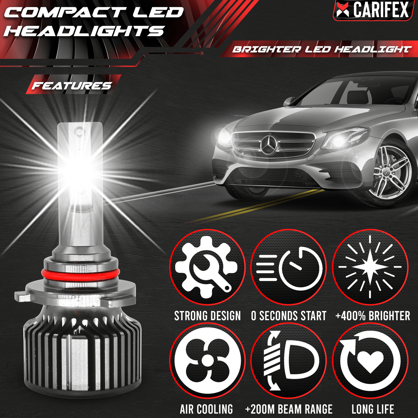 Carifex headlights bulb Compact LED Headlight  - 9007