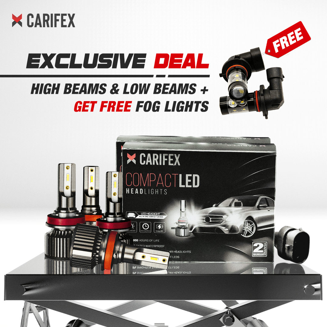 Carifex 3 SETS - BUY LOW BEAMS GET HIGH BEAMS FREE + FOG LIGHTS - 40% OFF Carifex Compact LED Headlight Sets